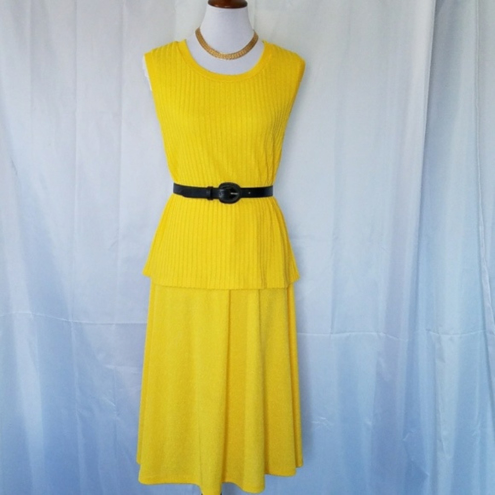 Vintage 80's Caron of Chicago Yellow Skirt… - Picture 5 of 9